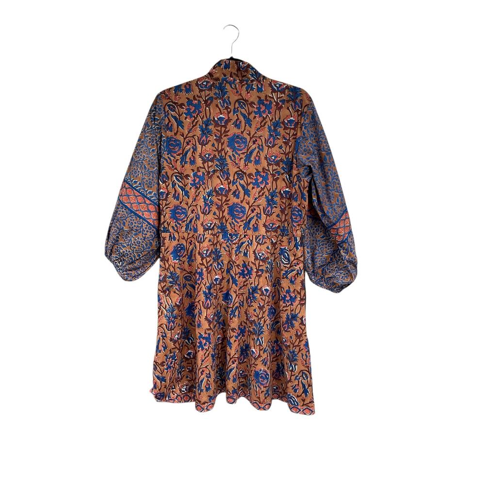 Sue Sarter Flounce Shorty Dress Brown Blue No Belt Medium - Picture 4 of 7